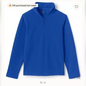 Lands' End Kids Royal Blue Quarter-Zip Fleece Pullover - size large 💙